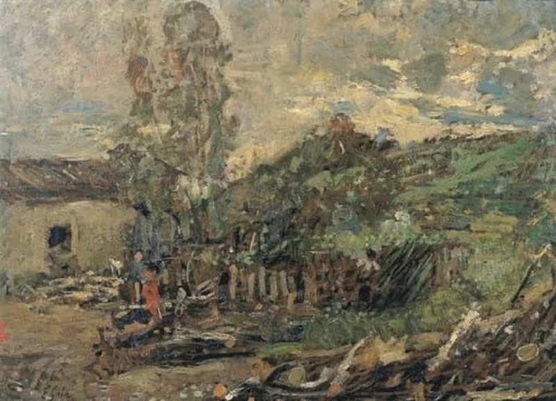 Casale e figure nel paesaggio